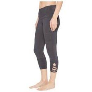 Prana Deco Gray Heather Corset Accent Cropped Legging Women's size L